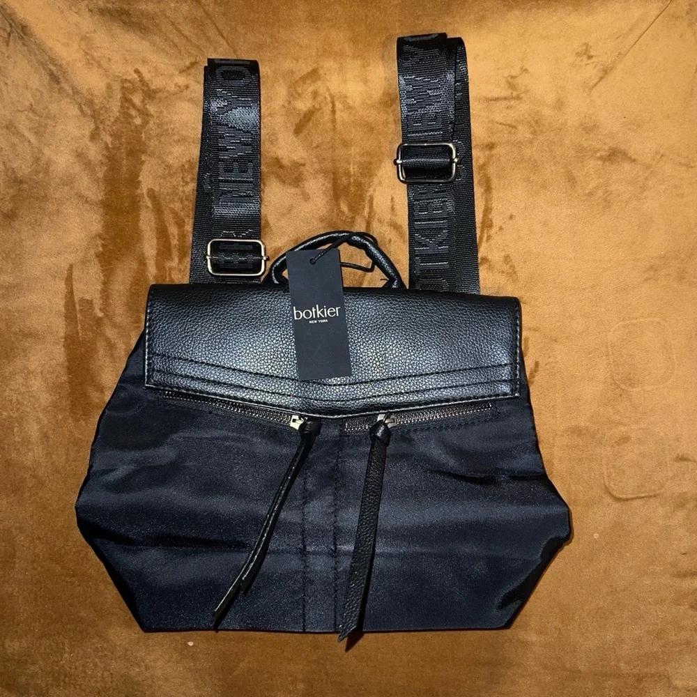 Botkier Black Nylon and Leather Convertible Backpack